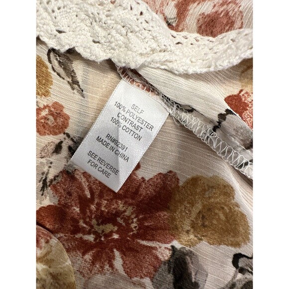 MASON + MACKENZIE Floral Sheer Open Blouse Coverup Womens SZ S Embroidered Trim - Picture 2 of 7